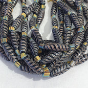 Vintage Aventurine Fancy Feather Beads 25-24 x9.5MM Black Glass Beads Necklace