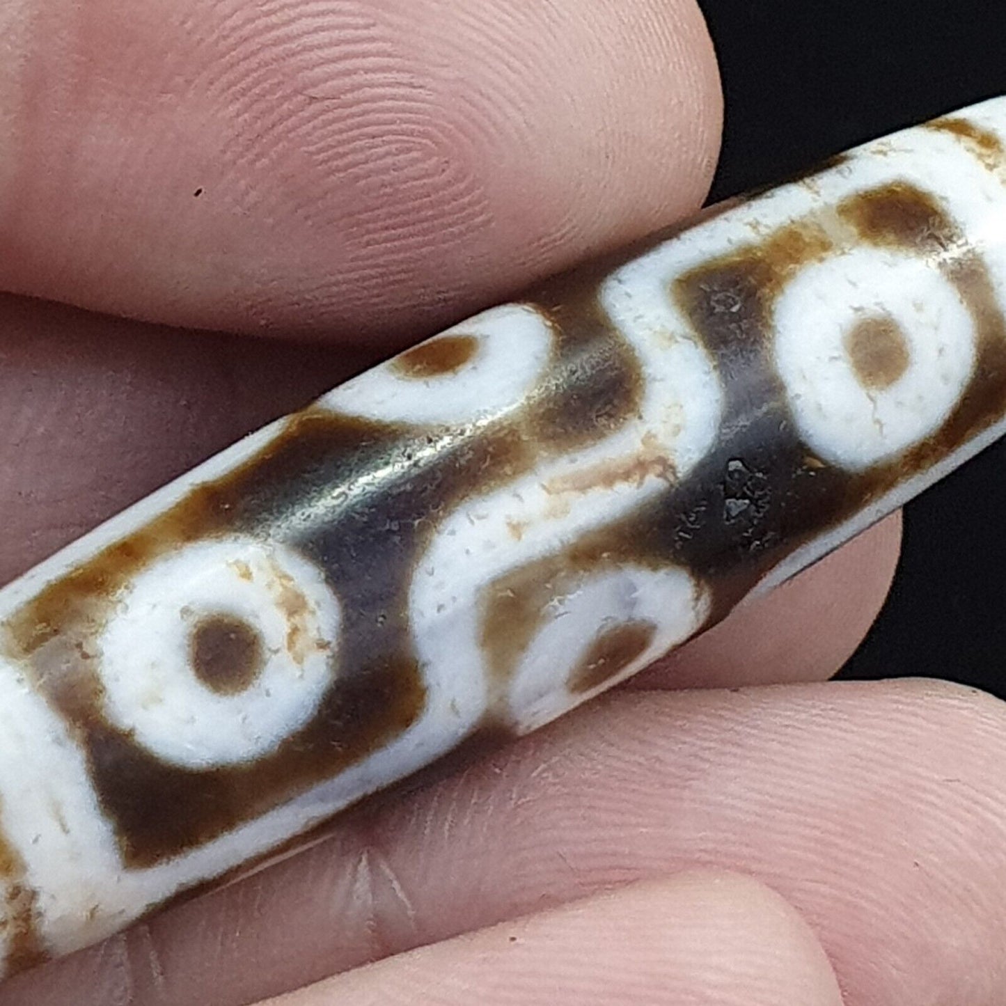 9 Augen tibetische Dzi-Perle, altes Amulett, antiker Achat, Tibet-Gzi-Anhänger