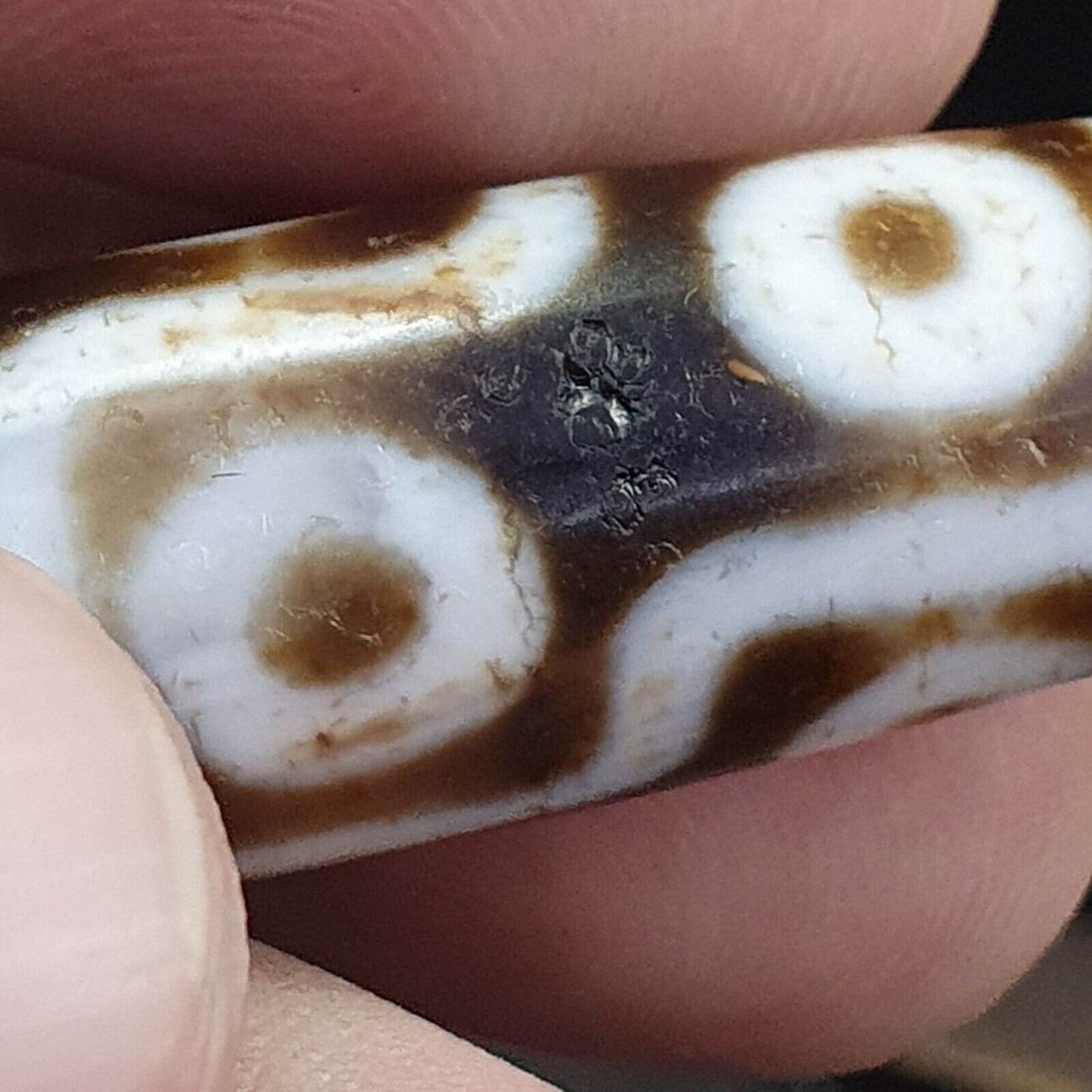 9 Augen tibetische Dzi-Perle, altes Amulett, antiker Achat, Tibet-Gzi-Anhänger