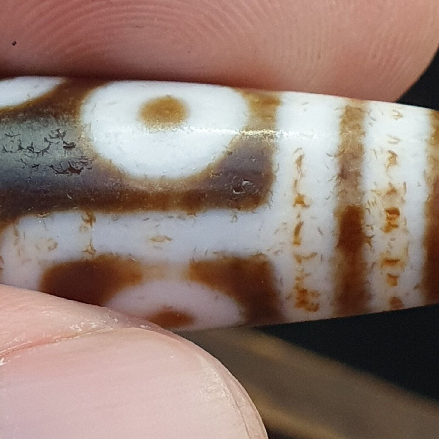 9 Augen tibetische Dzi-Perle, altes Amulett, antiker Achat, Tibet-Gzi-Anhänger