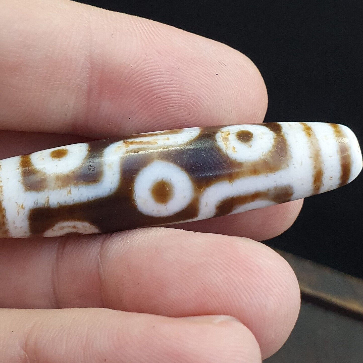 9 Augen tibetische Dzi-Perle, altes Amulett, antiker Achat, Tibet-Gzi-Anhänger
