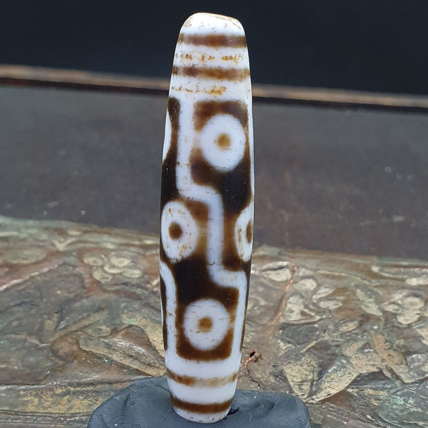 9 Augen tibetische Dzi-Perle, altes Amulett, antiker Achat, Tibet-Gzi-Anhänger