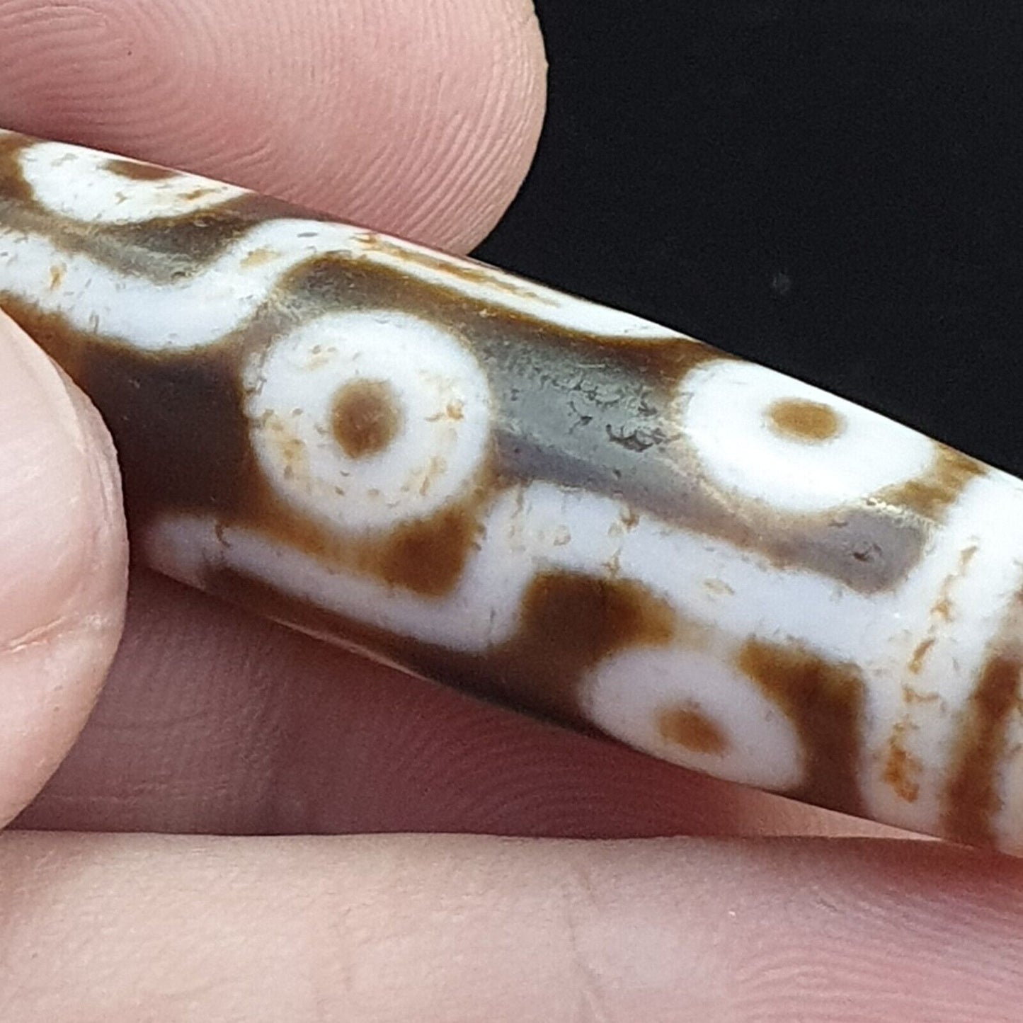 9 Augen tibetische Dzi-Perle, altes Amulett, antiker Achat, Tibet-Gzi-Anhänger