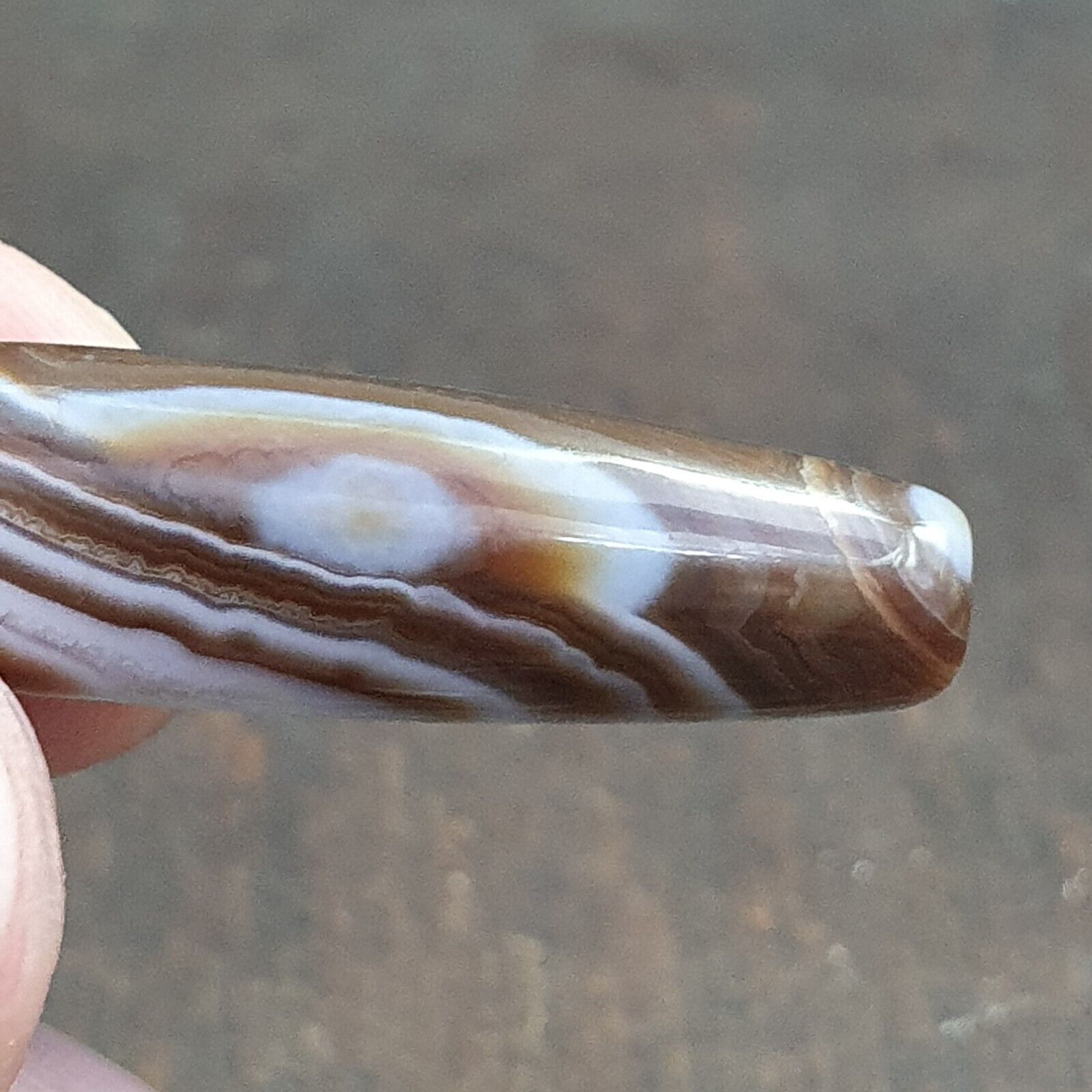 Pair Of Vintage Old Middle Eastern Persian Agate Natural Eye Agate Bead PMD-2