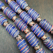Vintage Afrikanischer Stil Blaues Glas Aventurin Ausgefallene Glasperlen Perlen Halskette