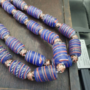Vintage Afrikanischer Stil Blaues Glas Aventurin Ausgefallene Glasperlen Perlen Halskette