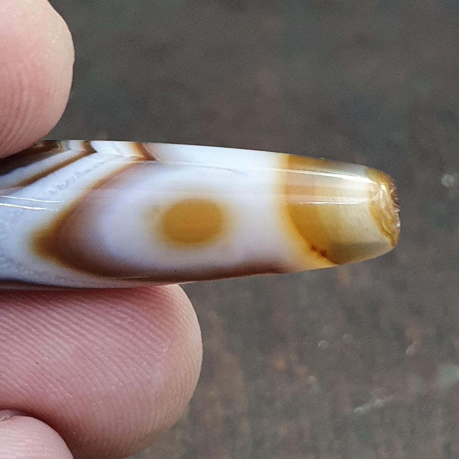 Pair Of Vintage Old Middle Eastern Persian Agate Natural Eye Agate Bead PMD-2