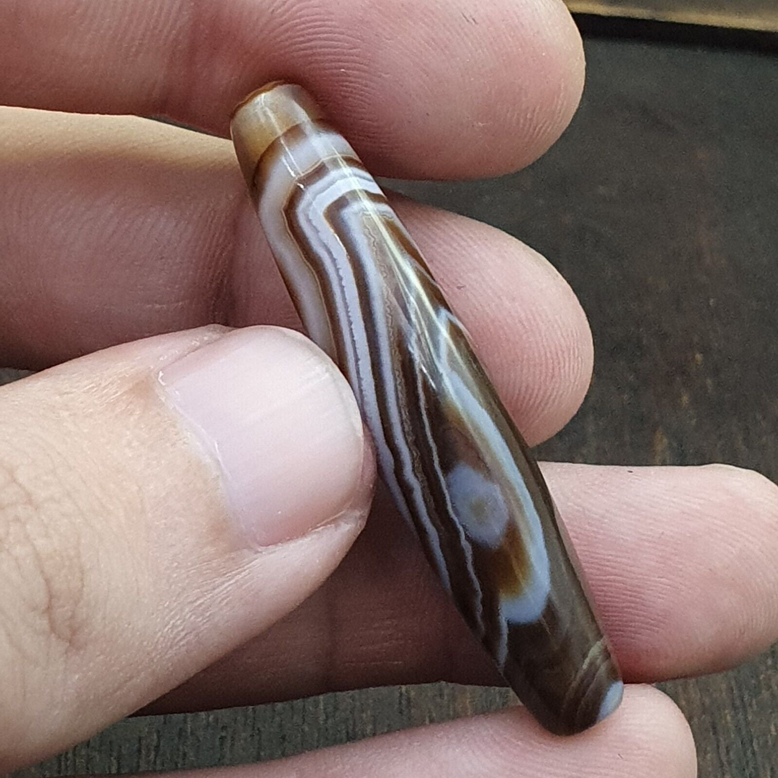 Pair Of Vintage Old Middle Eastern Persian Agate Natural Eye Agate Bead PMD-2