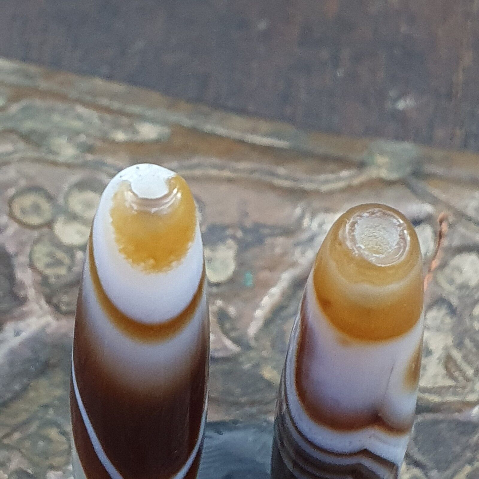 Pair Of Vintage Old Middle Eastern Persian Agate Natural Eye Agate Bead PMD-2