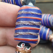 Vintage Afrikanischer Stil Blaues Glas Aventurin Ausgefallene Glasperlen Perlen Halskette