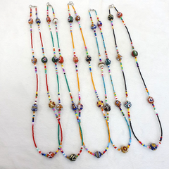 Lot 5 pcs African Glass Beads With Afghan Tiny Seed beads Necklaces SD-2