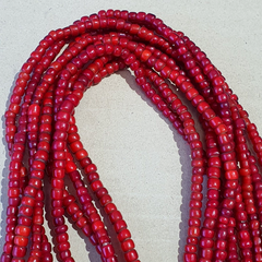 Antique Venetian Red White Heart Trade Beads Necklace.