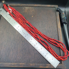 Antique Venetian Red White Heart Trade Beads Necklace.