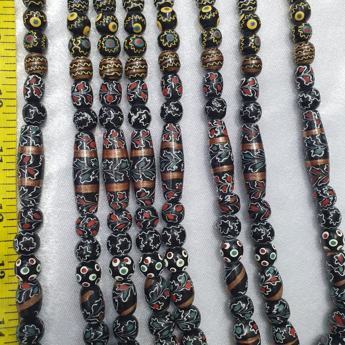 Vintage Floral Fancy Venetian Style Trade Beads  | LONG STRAND