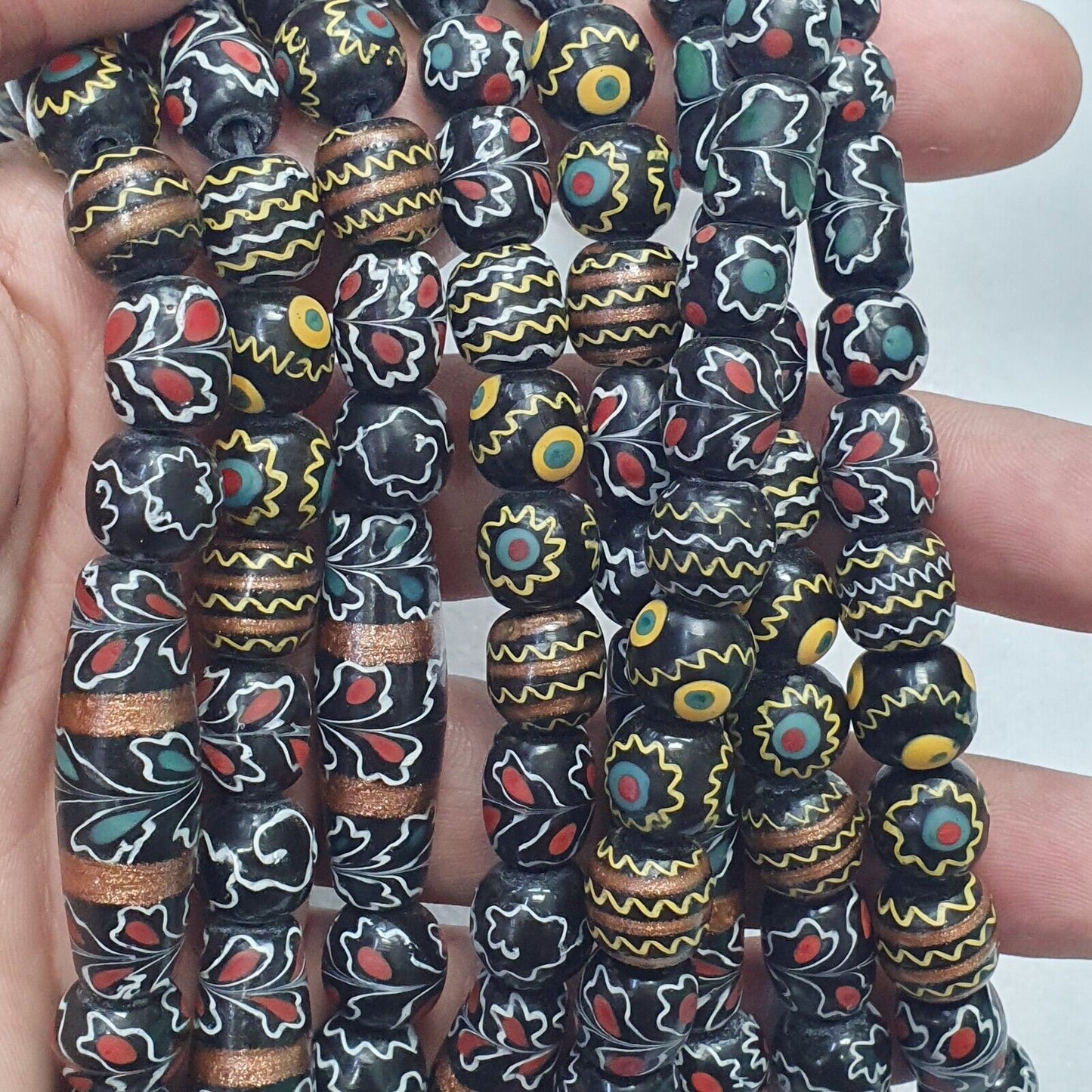 Vintage Floral Fancy Venetian Style Trade Beads  | LONG STRAND