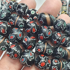 Vintage Floral Fancy Venetian Style Trade Beads  | LONG STRAND