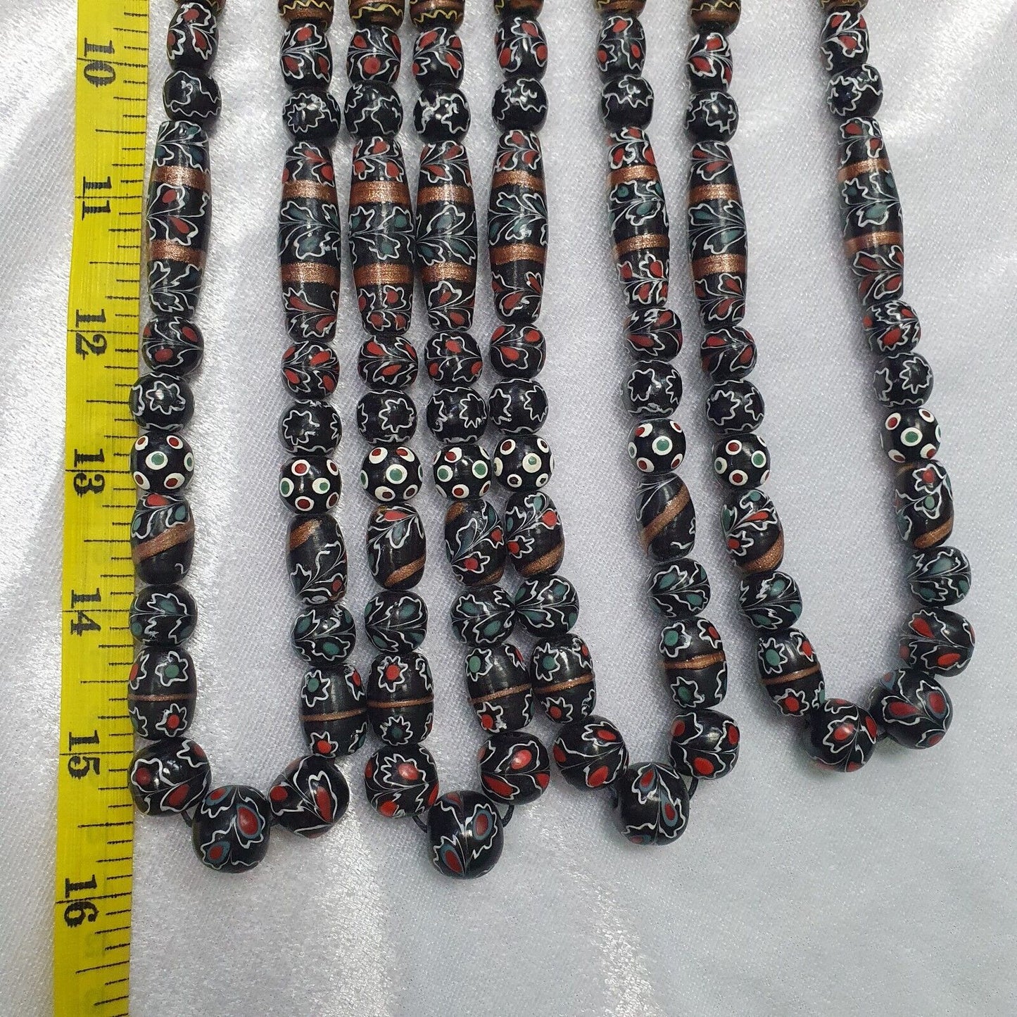 Vintage Floral Fancy Venetian Style Trade Beads  | LONG STRAND