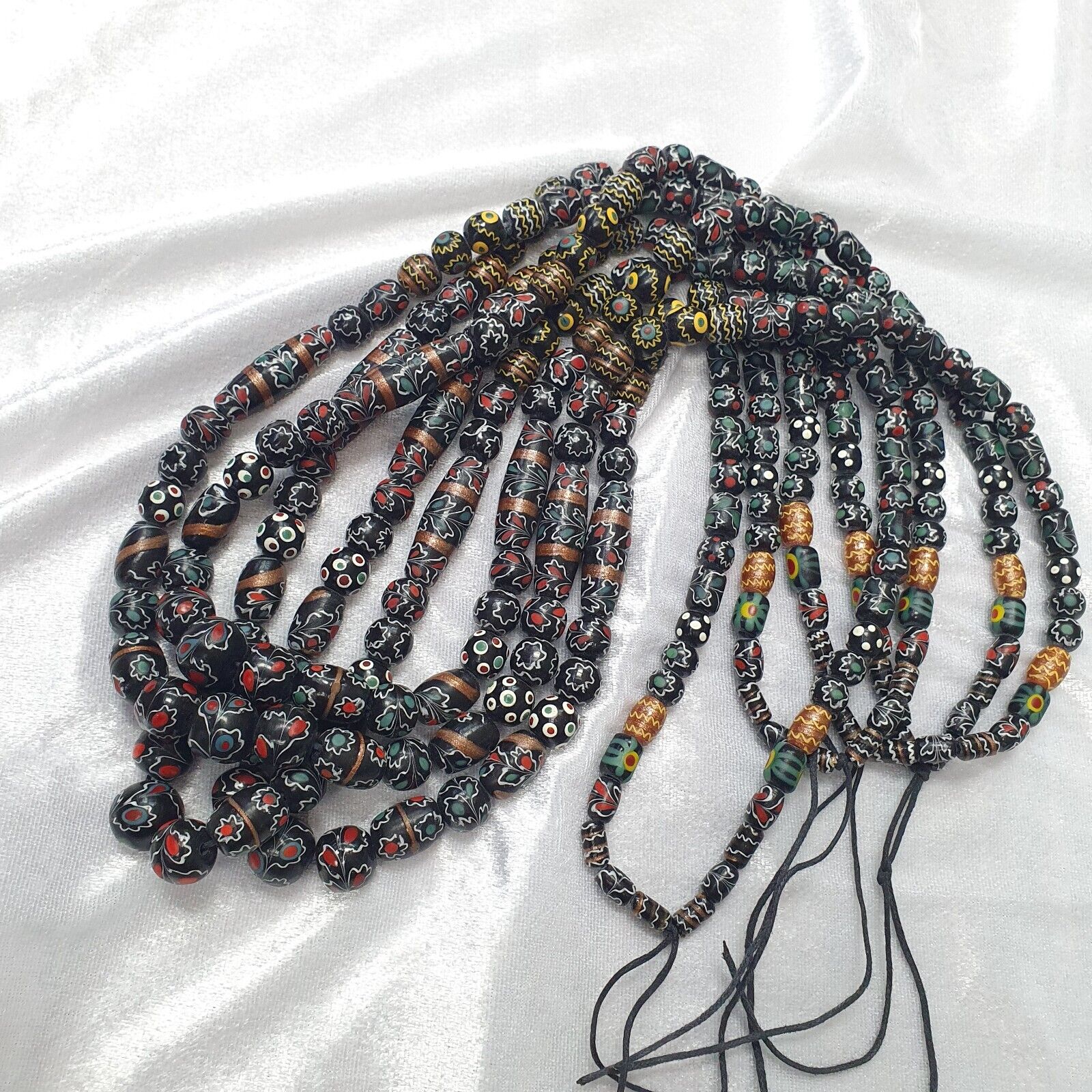 Vintage Floral Fancy Venetian Style Trade Beads  | LONG STRAND