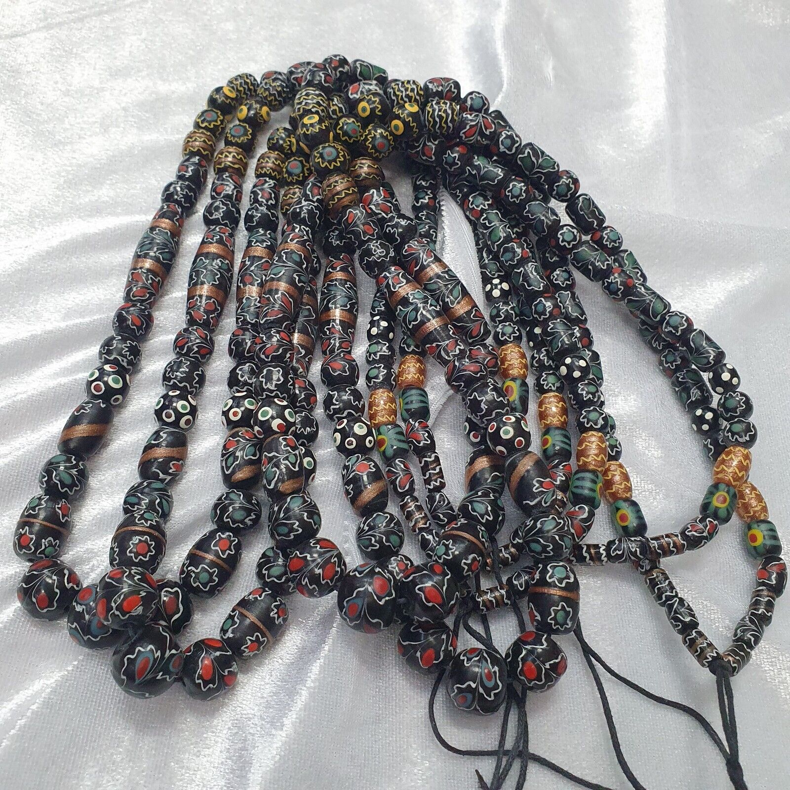 Vintage Floral Fancy Venetian Style Trade Beads  | LONG STRAND