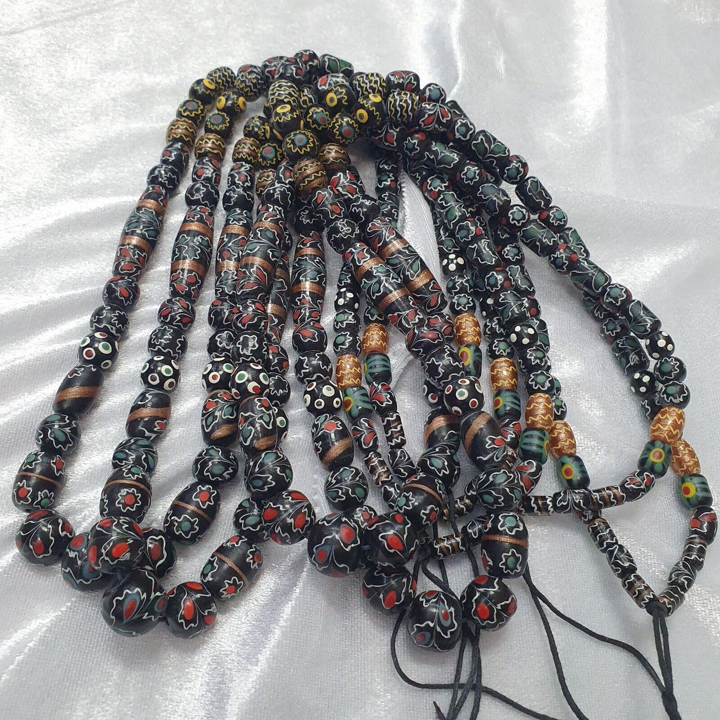 Vintage Floral Fancy Venetian Style Trade Beads  | LONG STRAND