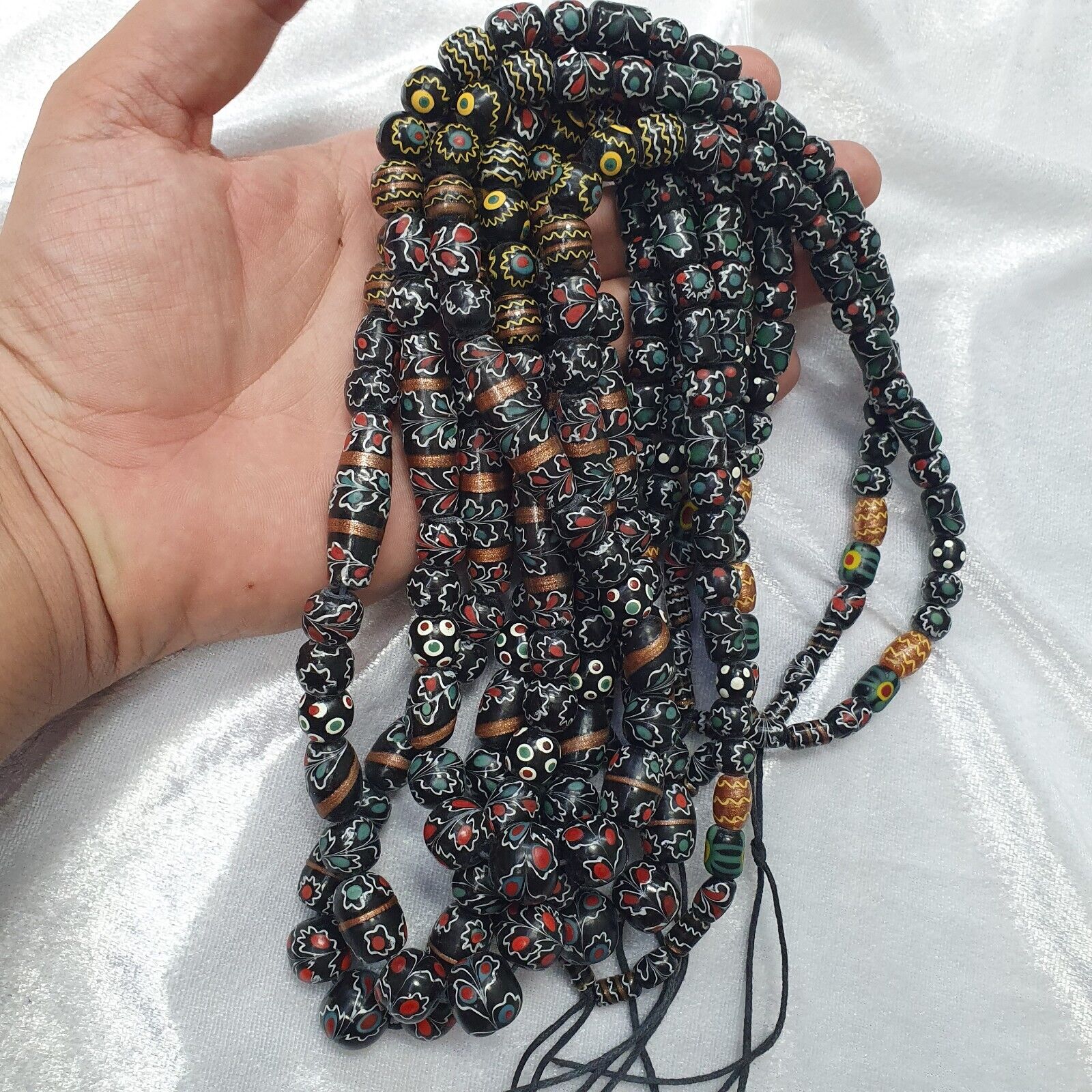 Vintage Floral Fancy Venetian Style Trade Beads  | LONG STRAND