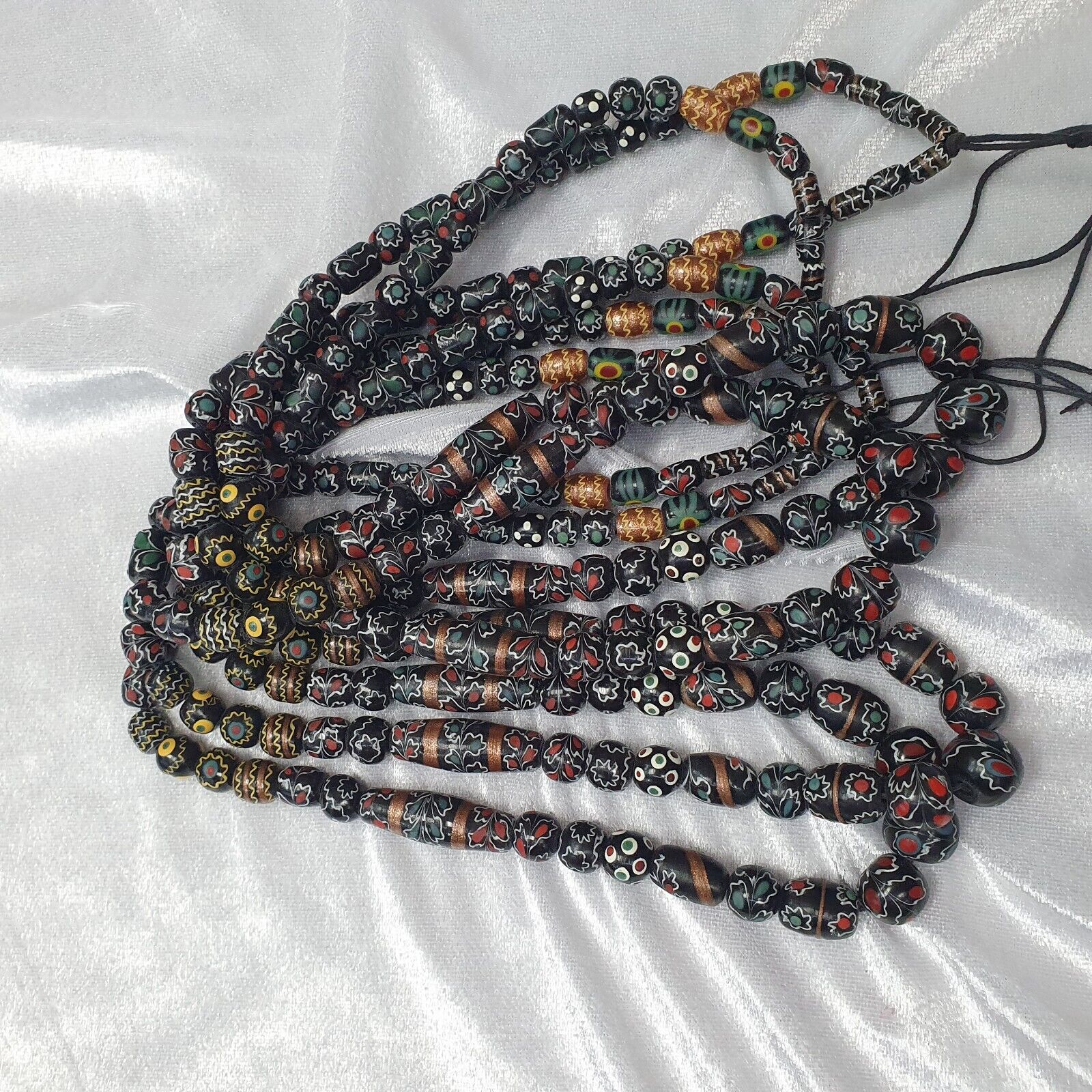 Vintage Floral Fancy Venetian Style Trade Beads  | LONG STRAND
