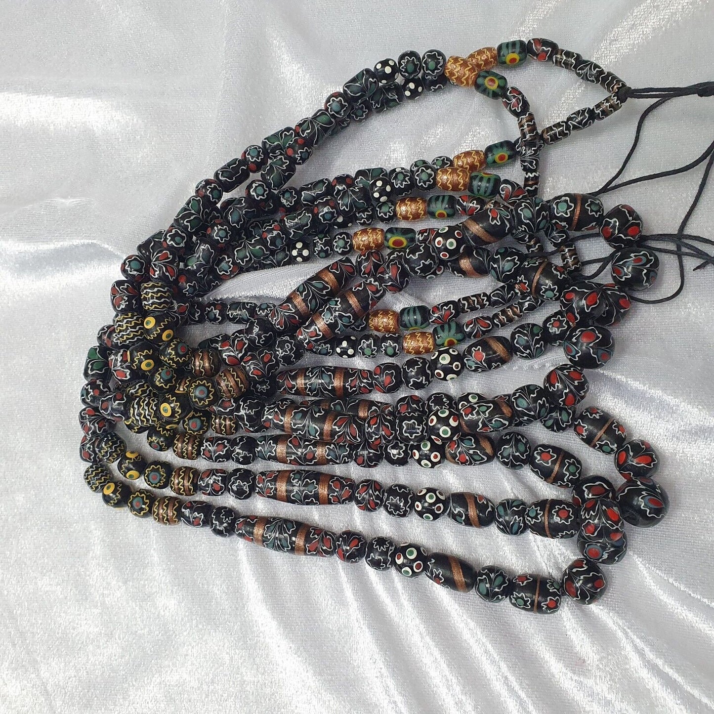 Vintage Floral Fancy Venetian Style Trade Beads  | LONG STRAND