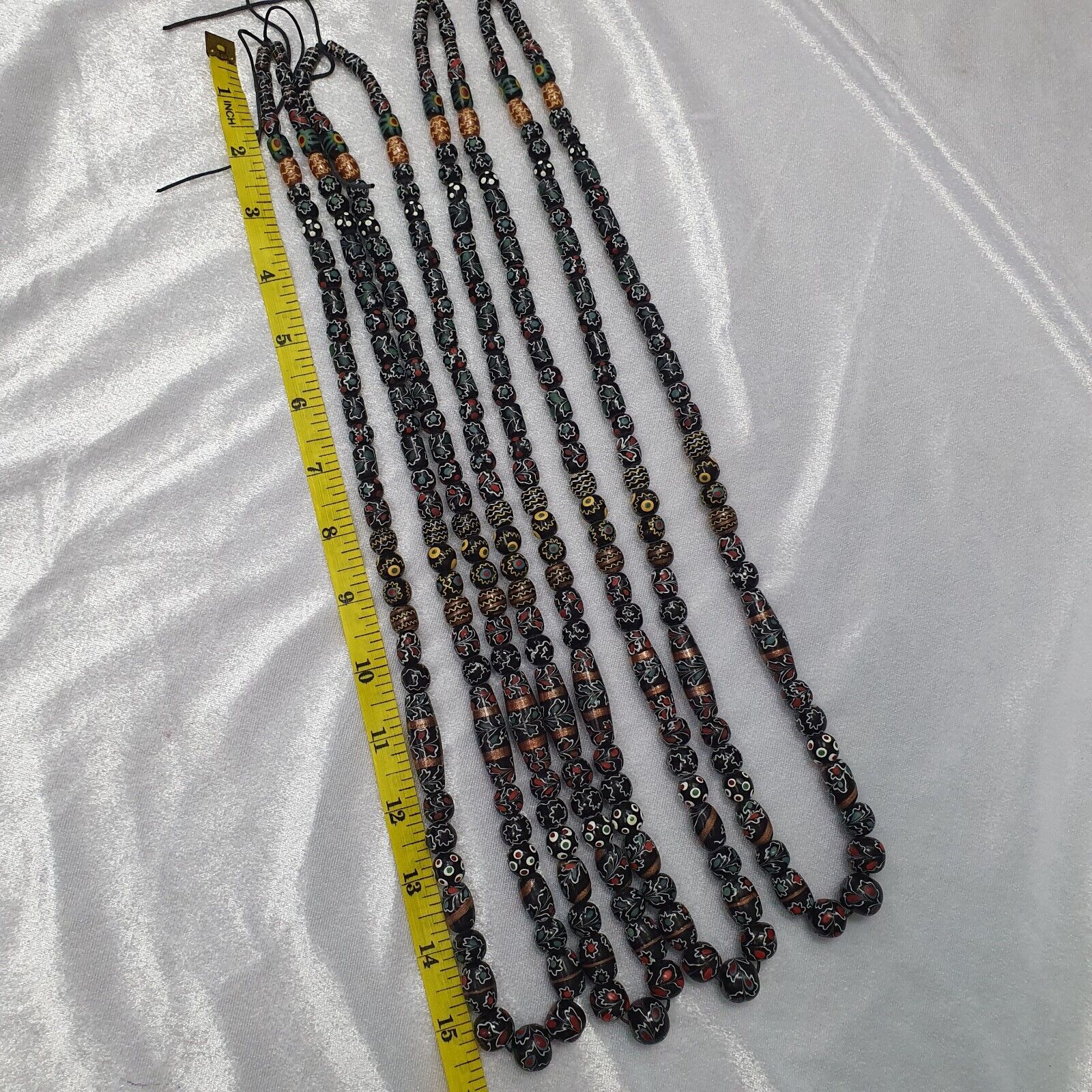 Vintage Floral Fancy Venetian Style Trade Beads  | LONG STRAND
