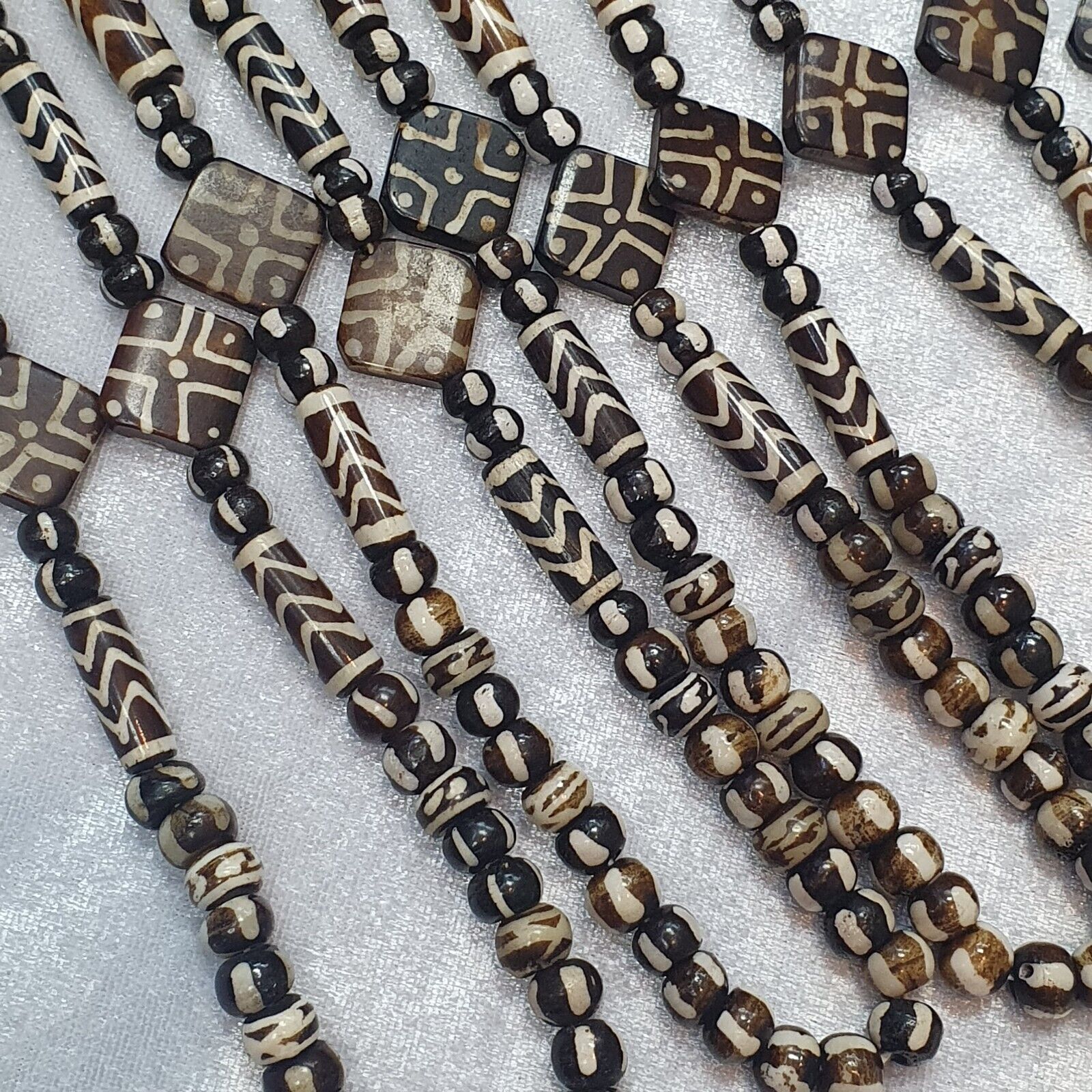 Nepalese Tibetan Indian Yak Bone Pyu Pumtek Style Beads Necklace