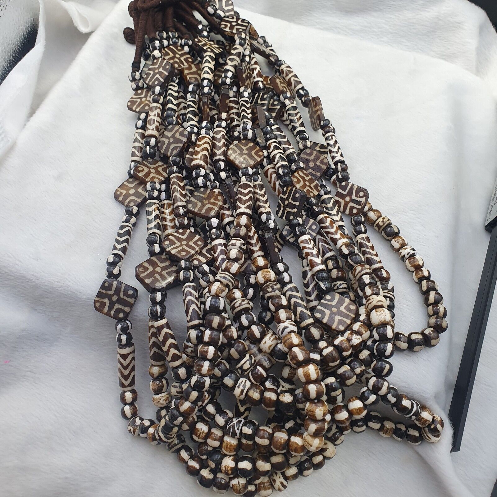 Nepalese Tibetan Indian Yak Bone Pyu Pumtek Style Beads Necklace