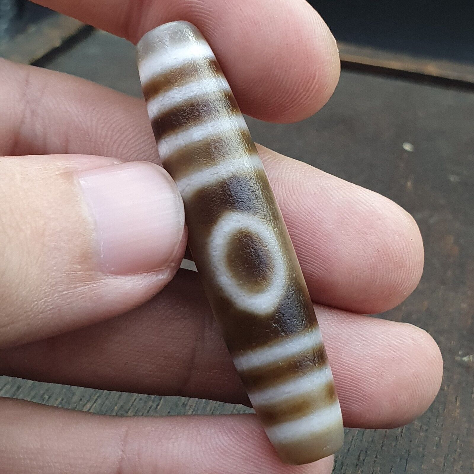 Agate 2 Eyes Tibetan Nepalese dzi bead pendant Agate Dzi Bead Amulet