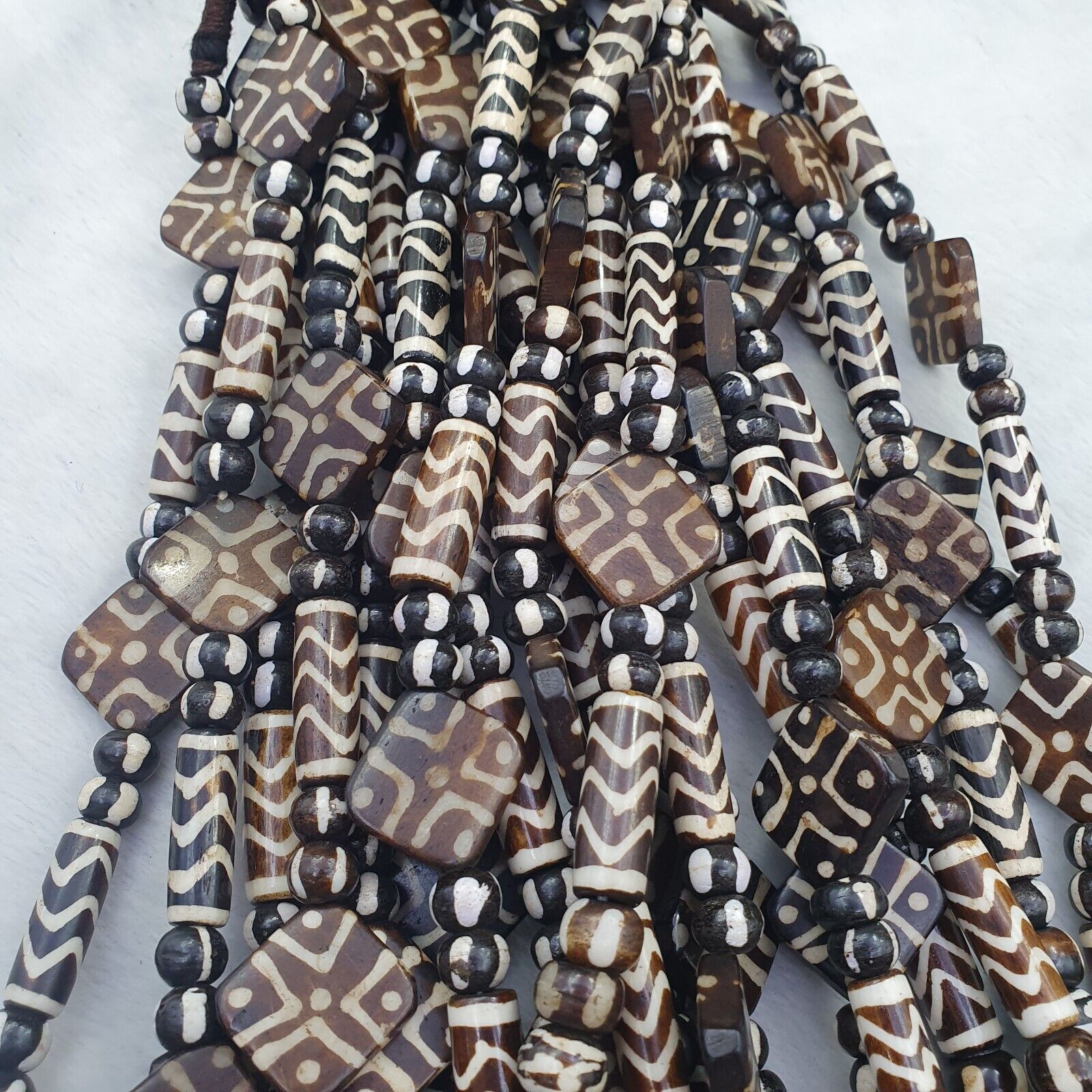 Nepalese Tibetan Indian Yak Bone Pyu Pumtek Style Beads Necklace