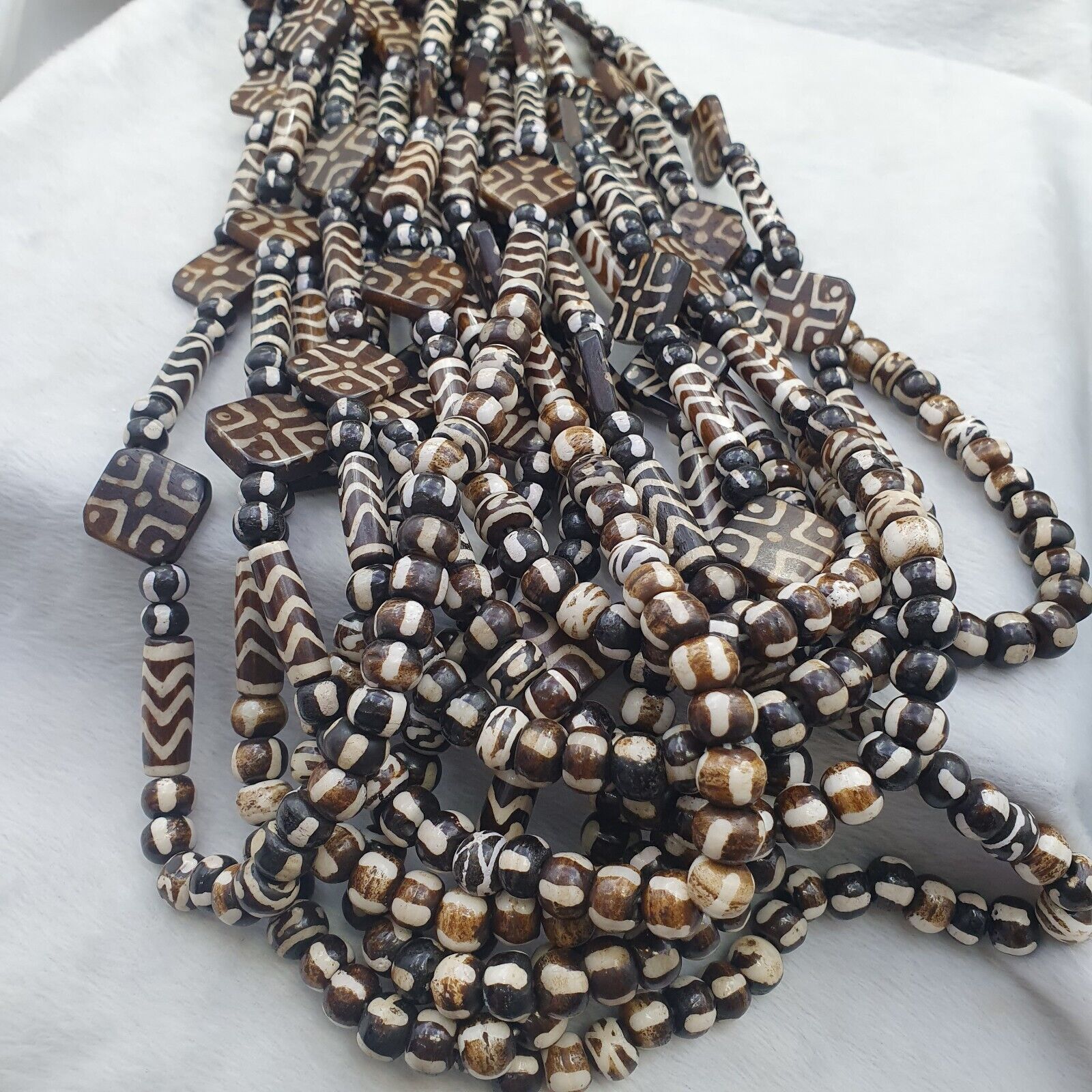 Nepalese Tibetan Indian Yak Bone Pyu Pumtek Style Beads Necklace