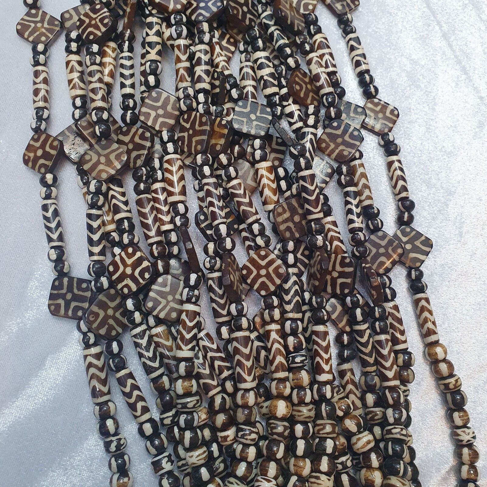 Nepalese Tibetan Indian Yak Bone Pyu Pumtek Style Beads Necklace