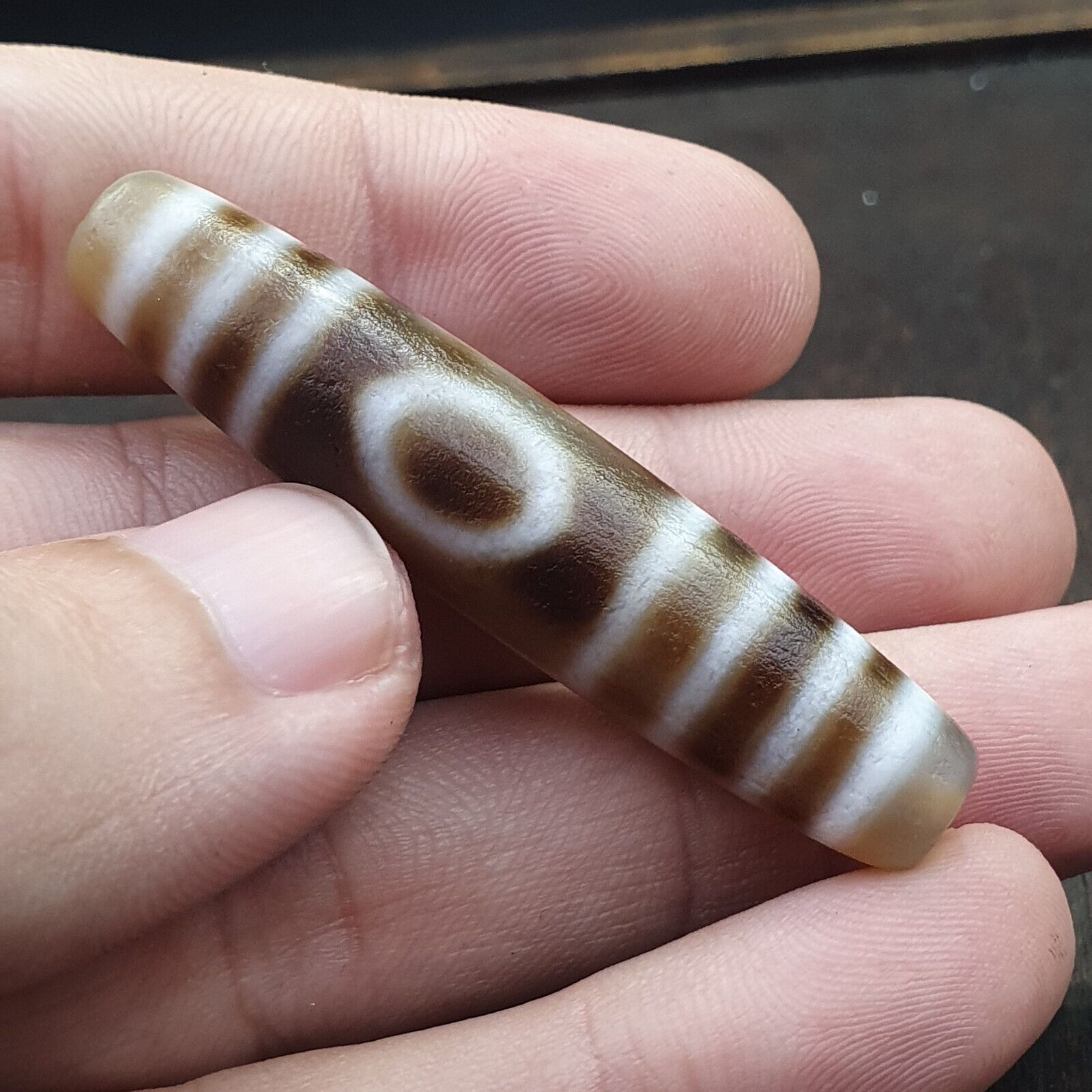 Agate 2 Eyes Tibetan Nepalese dzi bead pendant Agate Dzi Bead Amulet
