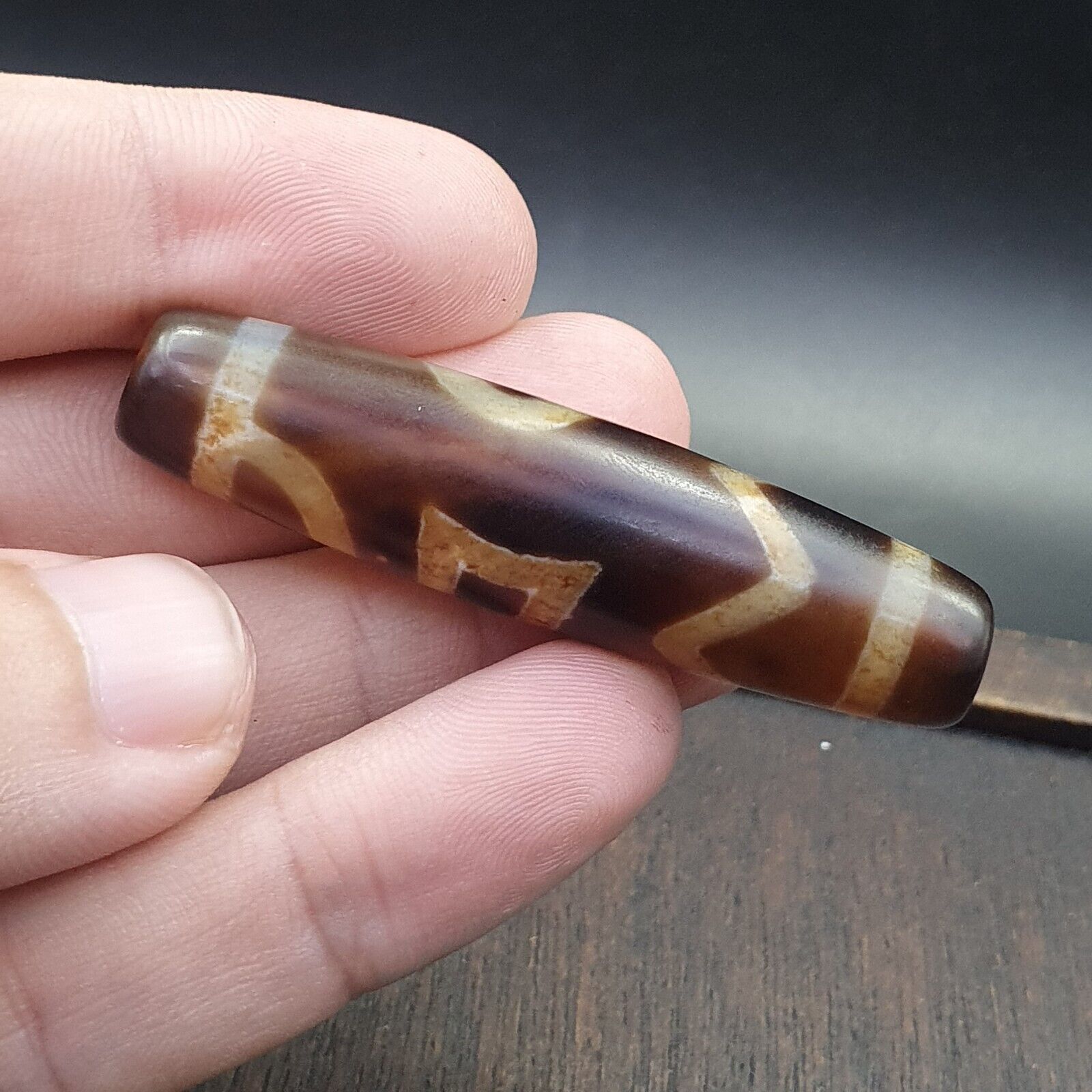 Vintage Old Tibetan Very unique Eyes Agate stone Dzi Bead Amulet