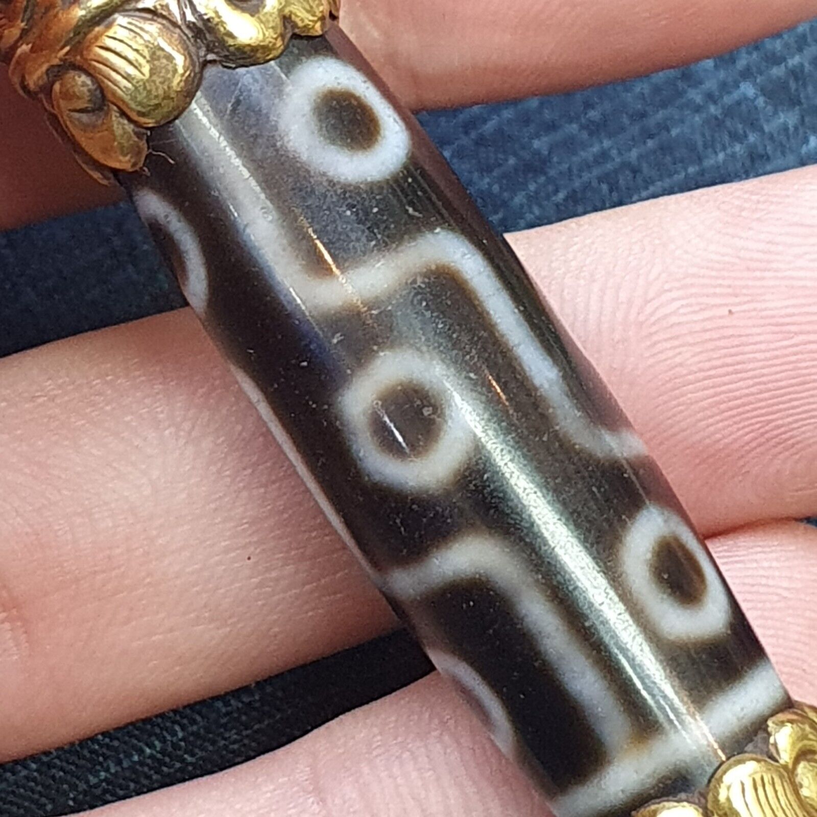 Amazing Corals Agate 9 Eyes Tibetan Nepalese dzi bead pendant  Dzi Bead Amulet