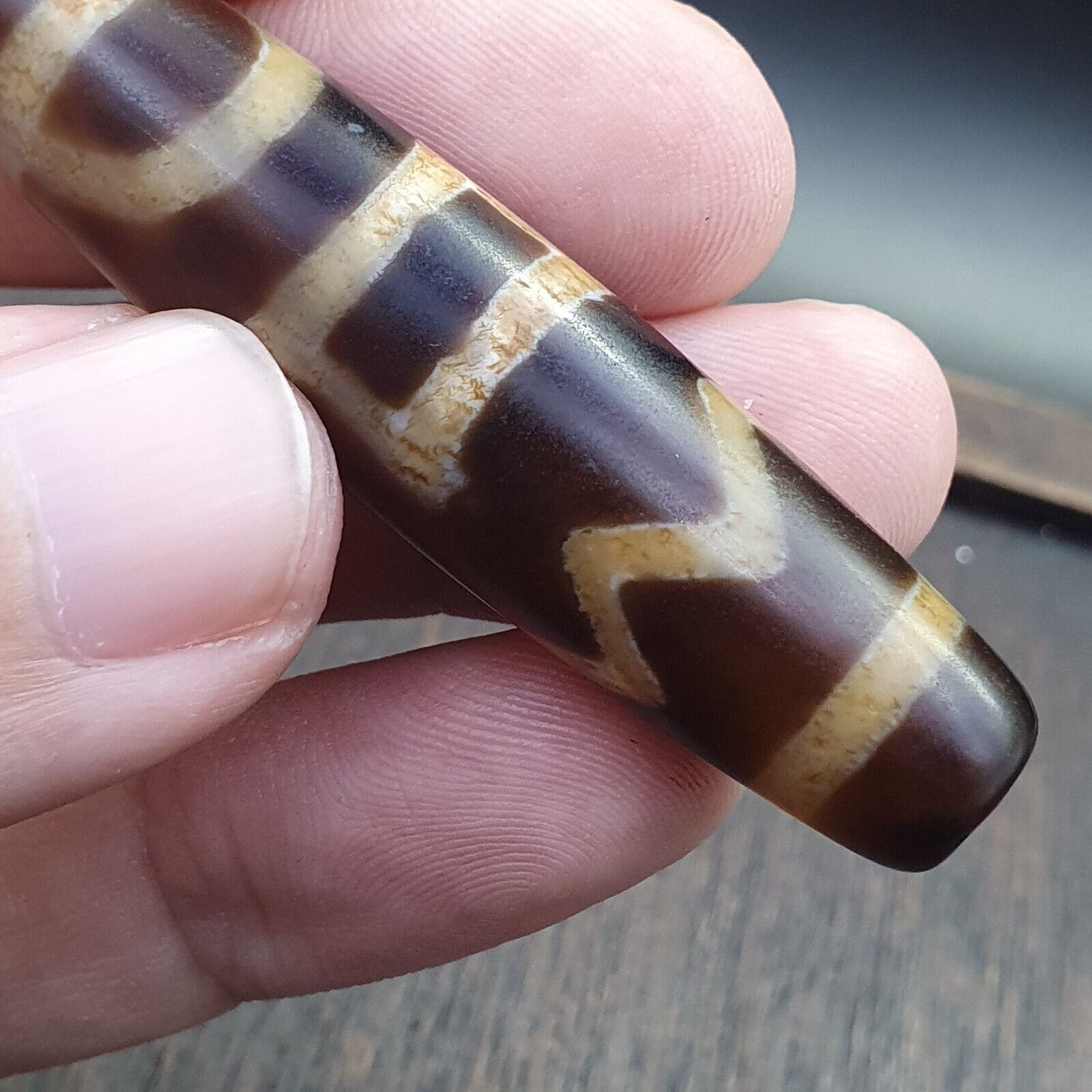 Vintage Old Tibetan Very unique Eyes Agate stone Dzi Bead Amulet