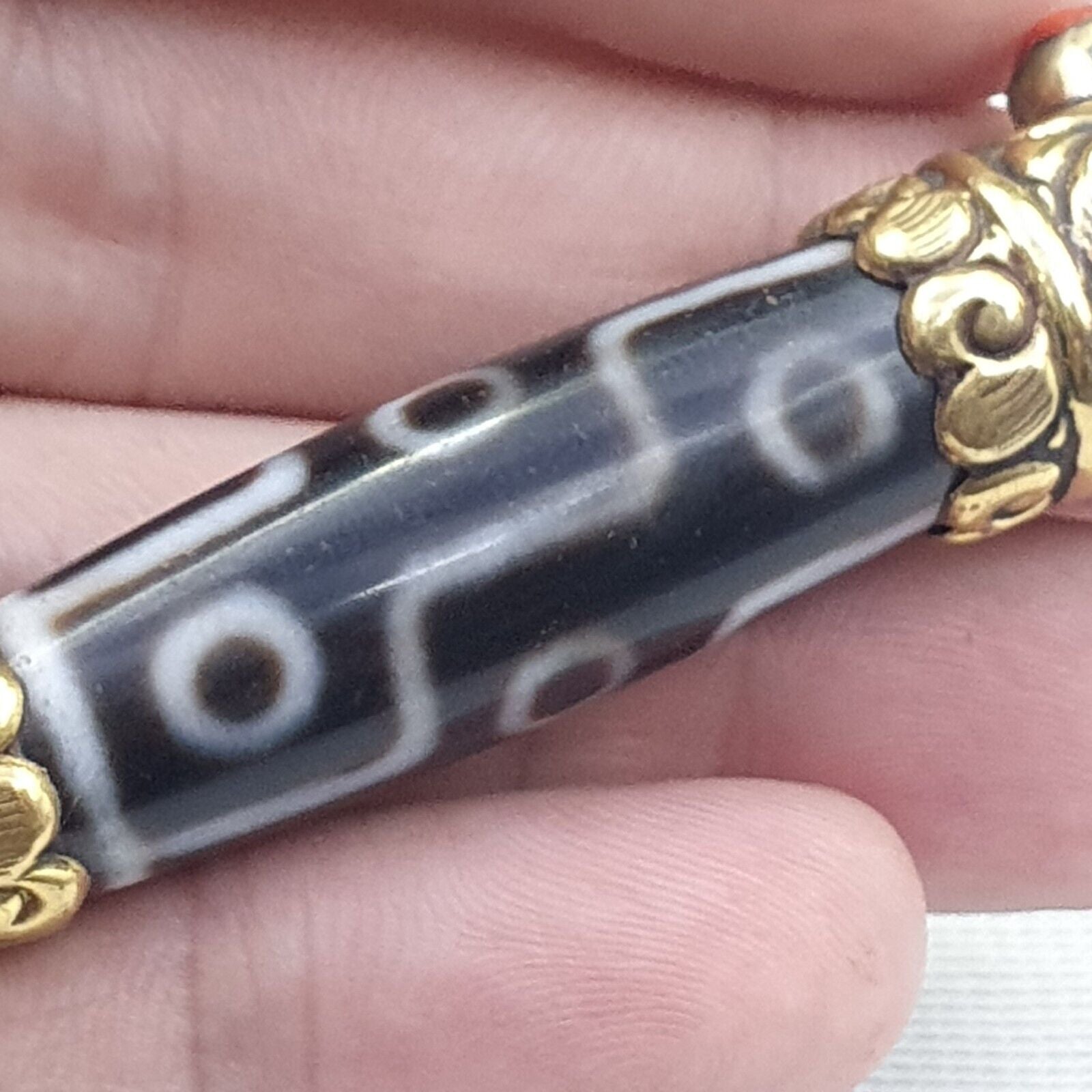 Amazing Corals Agate 9 Eyes Tibetan Nepalese dzi bead pendant  Dzi Bead Amulet