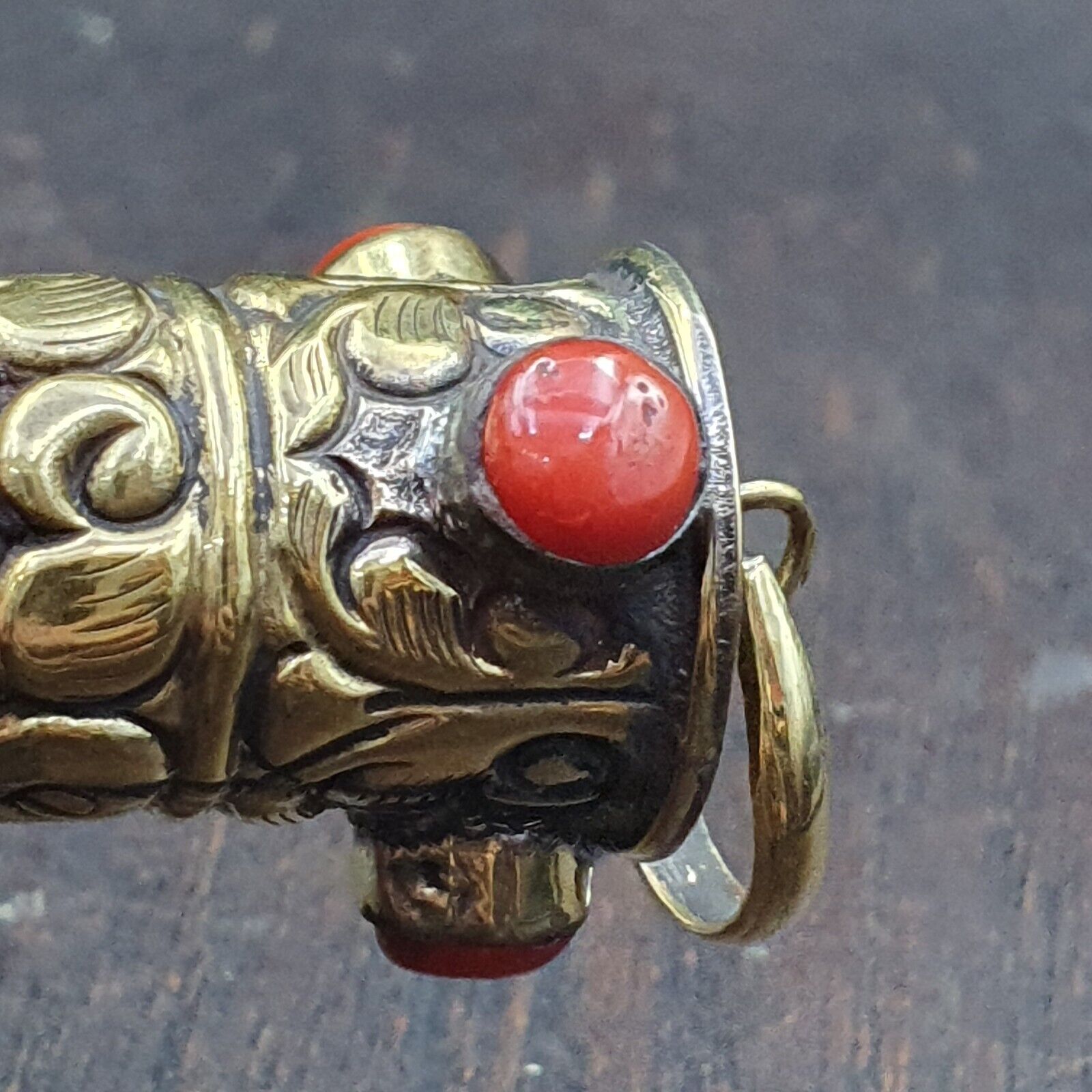 Amazing Corals Agate 9 Eyes Tibetan Nepalese dzi bead pendant  Dzi Bead Amulet