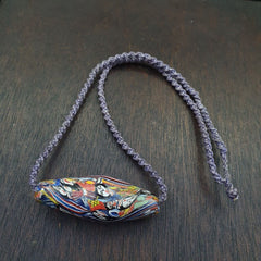 Huge Vintage Face Glass Bead with Decorative bead 61mm x23mm