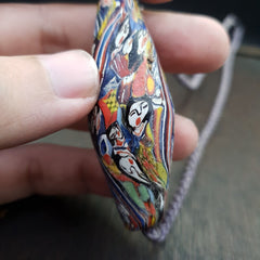 Huge Vintage Face Glass Bead with Decorative bead 61mm x23mm