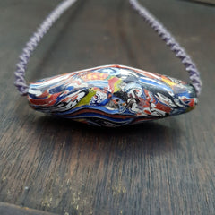 Huge Vintage Face Glass Bead with Decorative bead 61mm x23mm