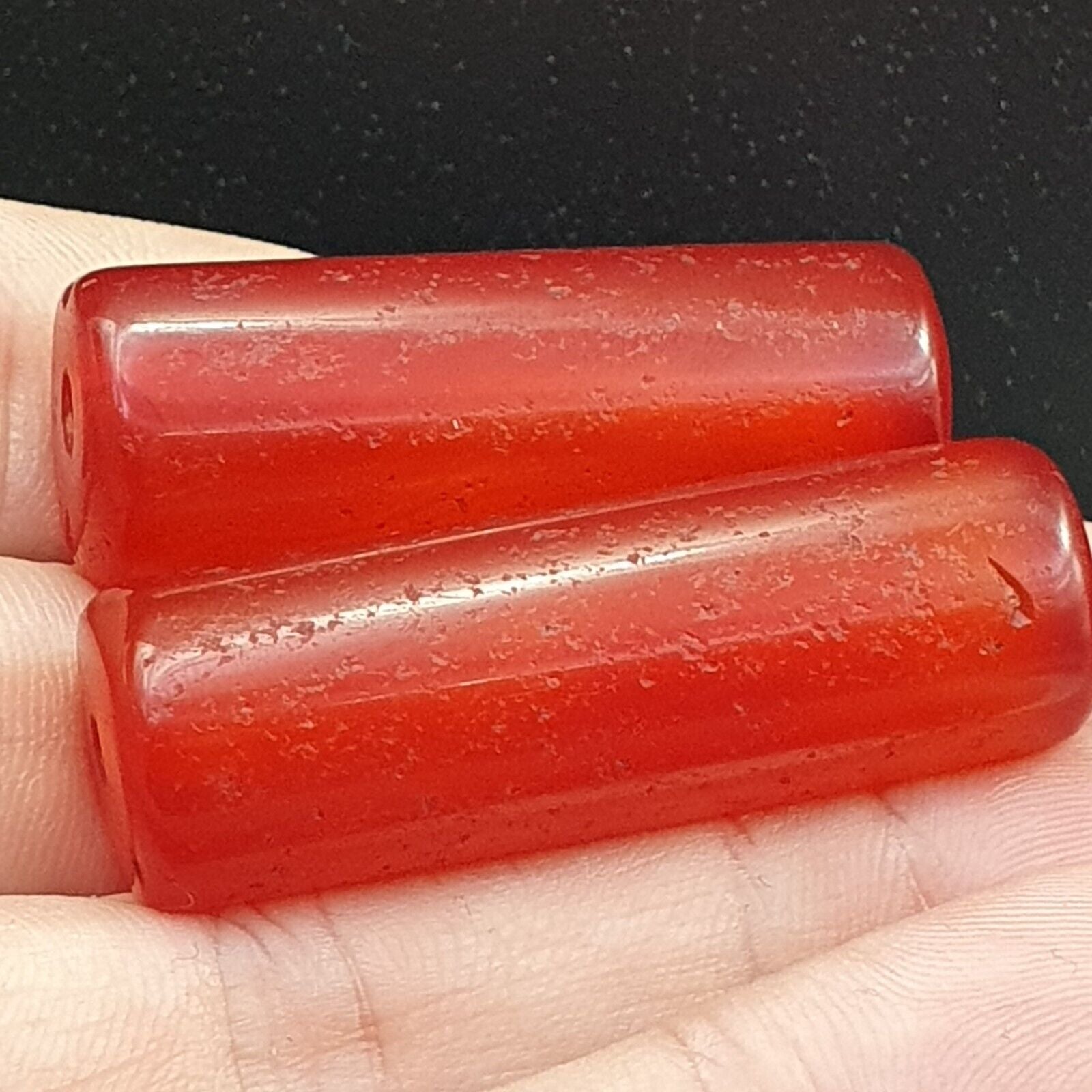 Lot 2 Antique Red Agate Himalayan Tibetan African Agate carnelian Bead