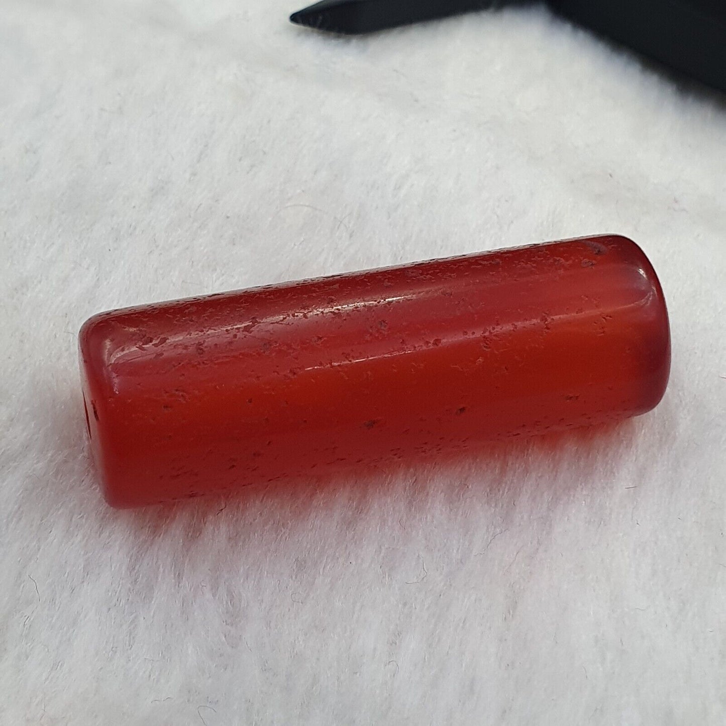 Lot 2 Antike rote Achat-Karneolperle aus tibetischem, afrikanischem Himalaya-Achat 