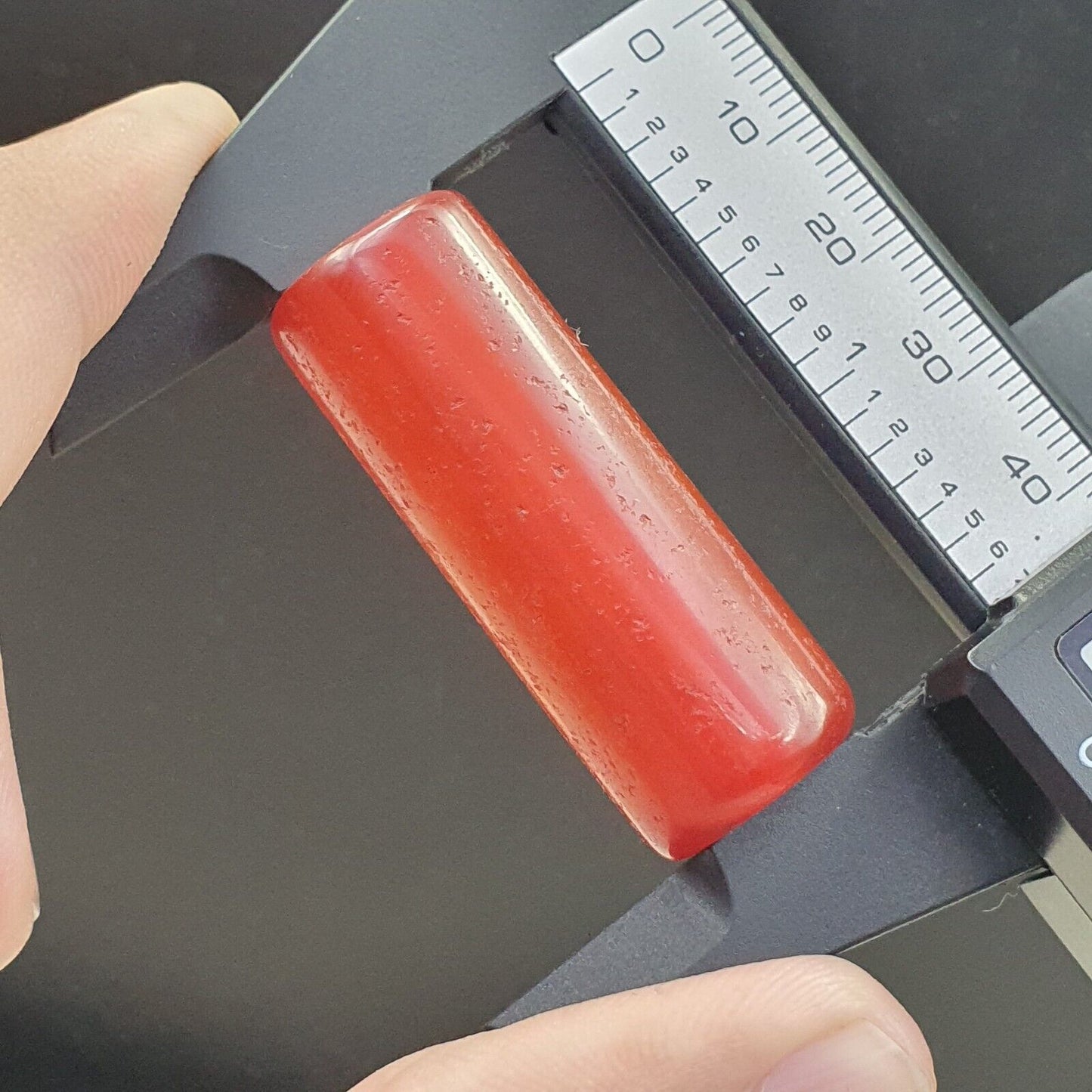 Lot 2 Antike rote Achat-Karneolperle aus tibetischem, afrikanischem Himalaya-Achat 