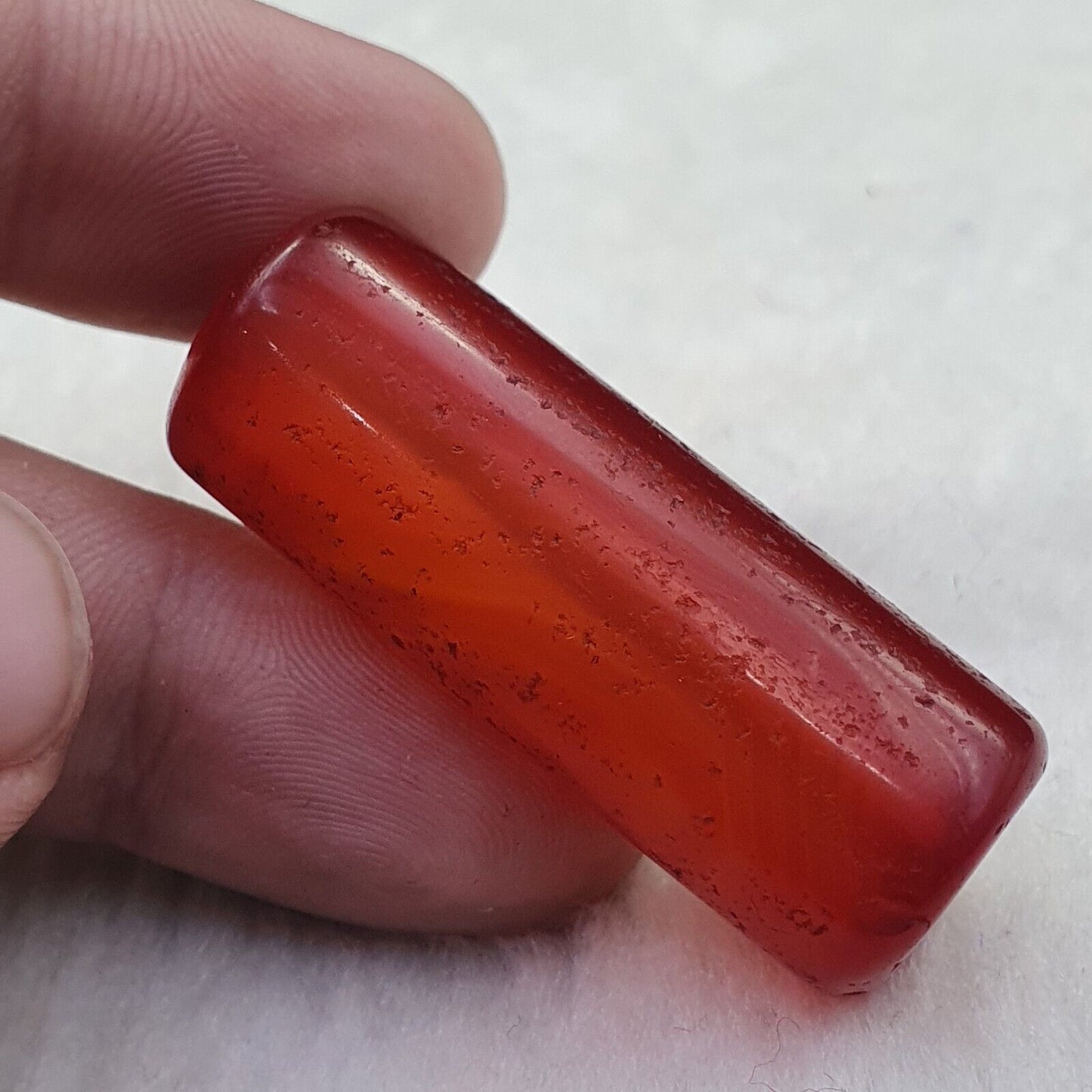 Lot 2 Antike rote Achat-Karneolperle aus tibetischem, afrikanischem Himalaya-Achat 