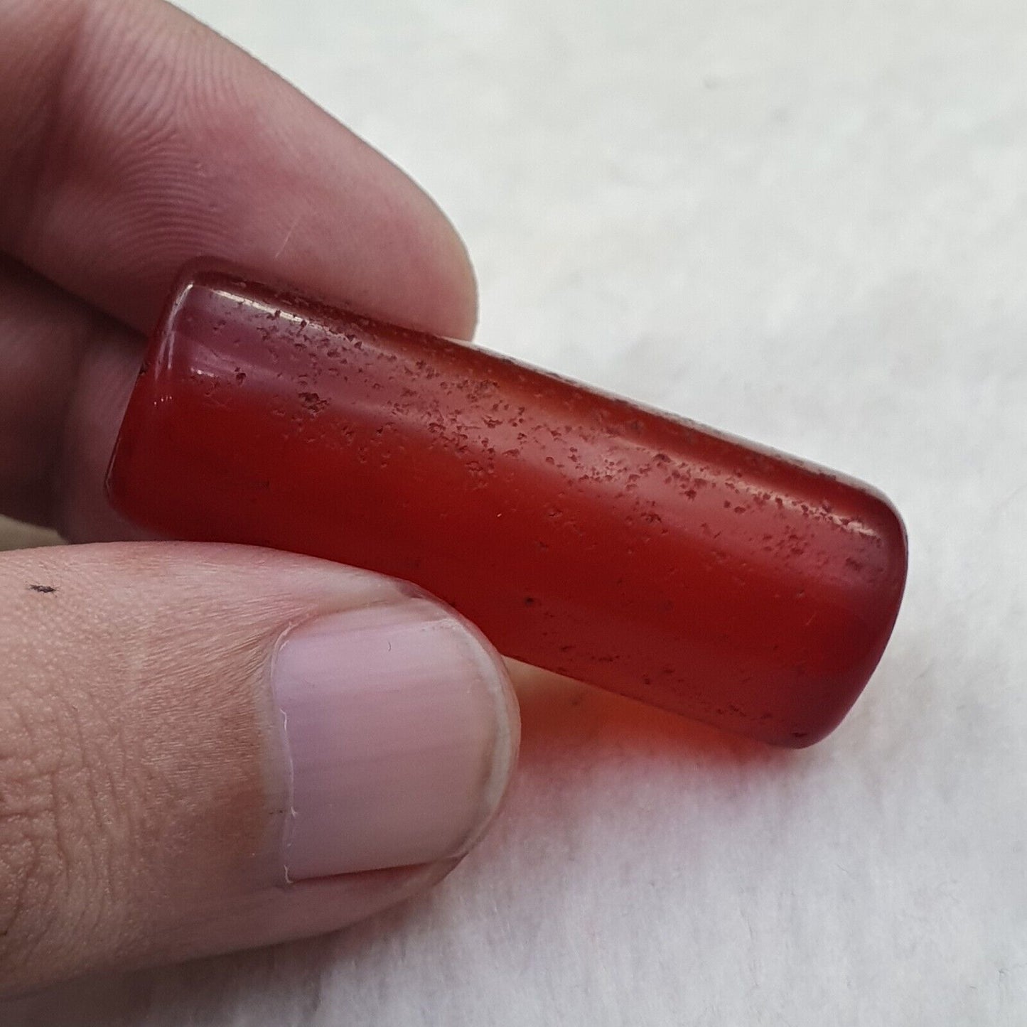 Lot 2 Antike rote Achat-Karneolperle aus tibetischem, afrikanischem Himalaya-Achat 