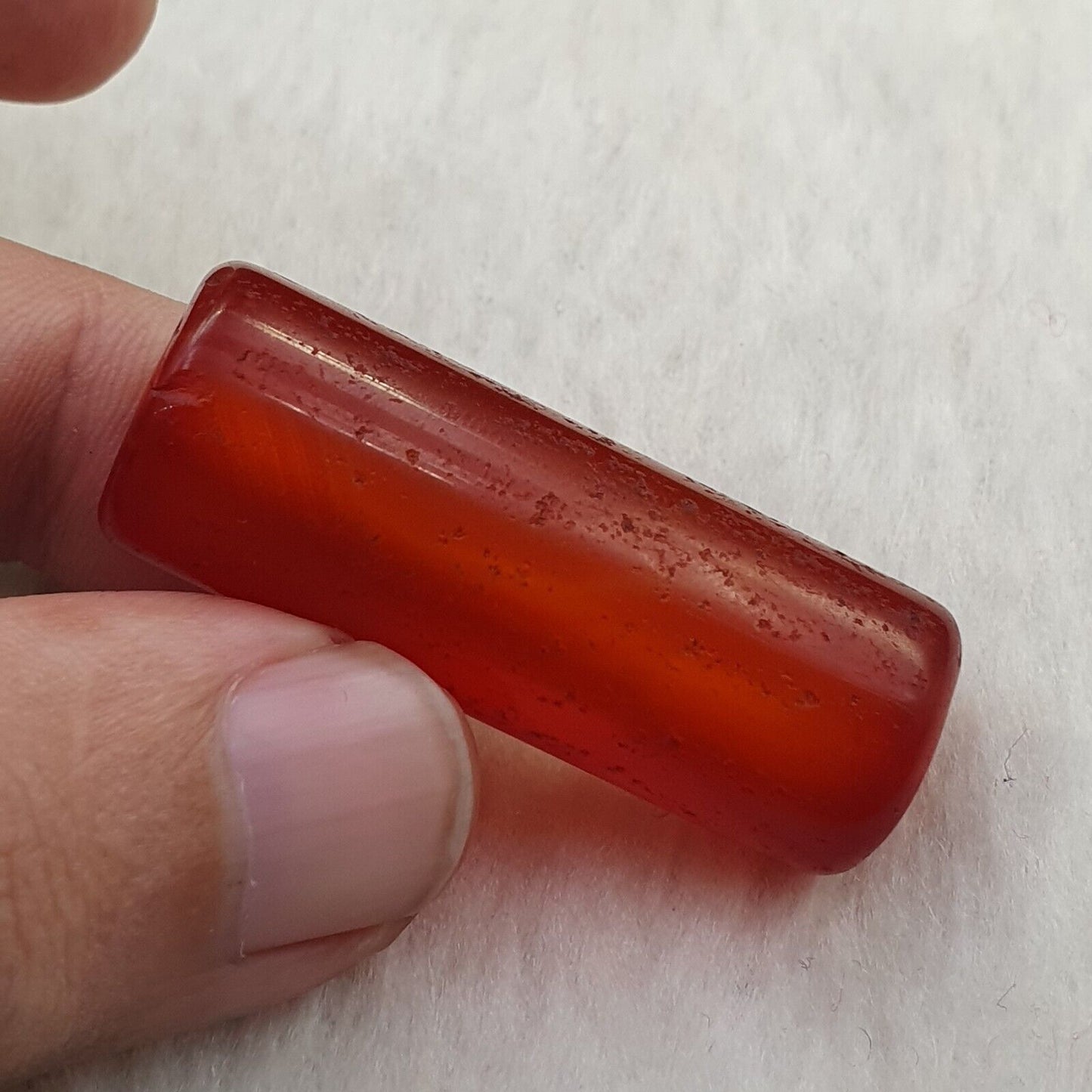 Lot 2 Antike rote Achat-Karneolperle aus tibetischem, afrikanischem Himalaya-Achat 
