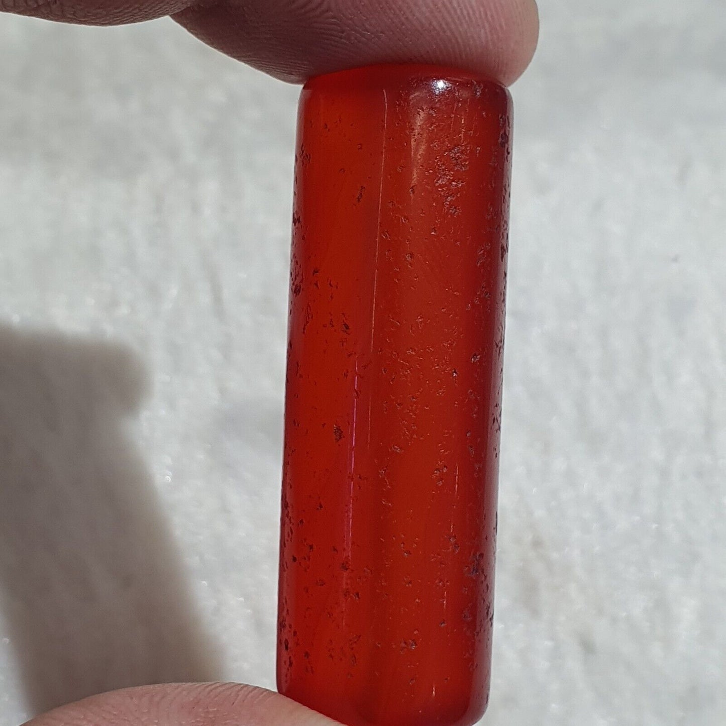 Lot 2 Antike rote Achat-Karneolperle aus tibetischem, afrikanischem Himalaya-Achat 